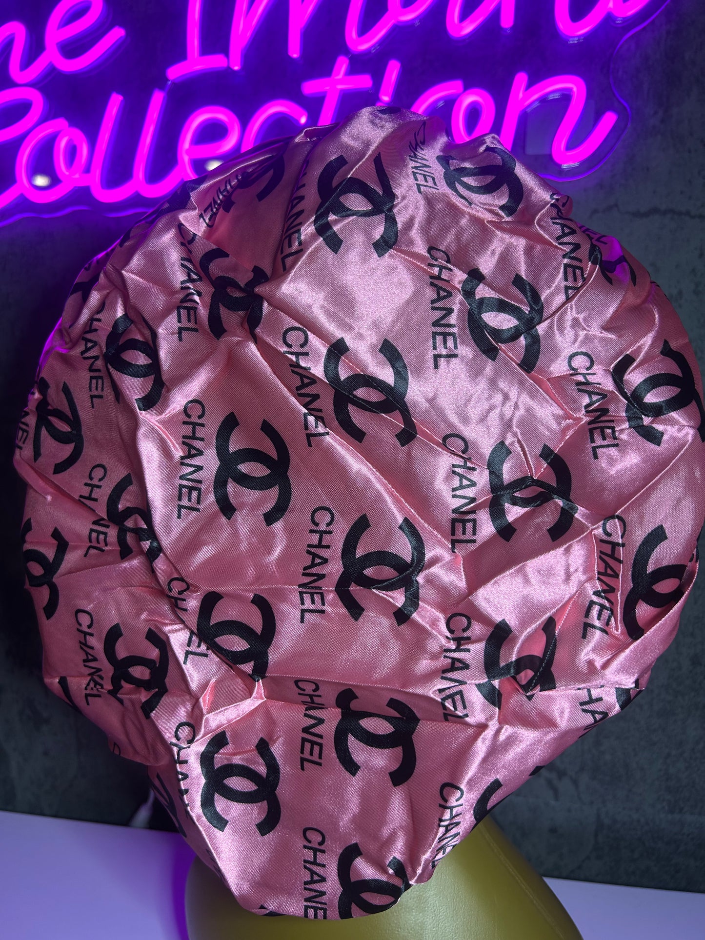 baby pink CC bonnet